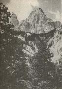 william r clark mount whiney isydandan av sirra nevada bestegs forst 1873 av tre fiskare. USA oil painting artist